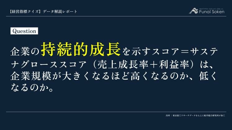 売上成長率と利益率は、企業規模が大きくなるほど高くなるのか、低くなるのか。