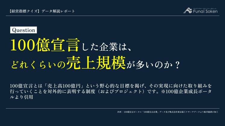 100億宣言した企業は、どれくらいの売上規模が多いのか?