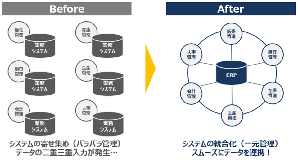 ERP(Enterprise Resource Planning:企業資源計画)導入イメージ