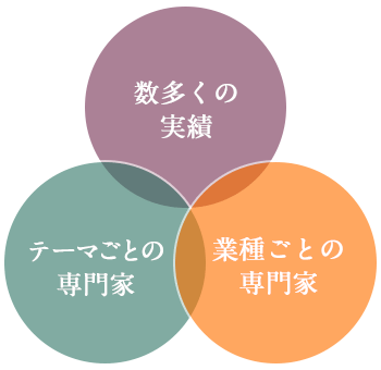 数多くの実績／テーマごとの専門家／業種ごとの専門家