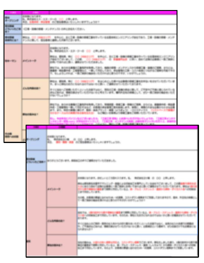 トークスクリプトのアウトプット例