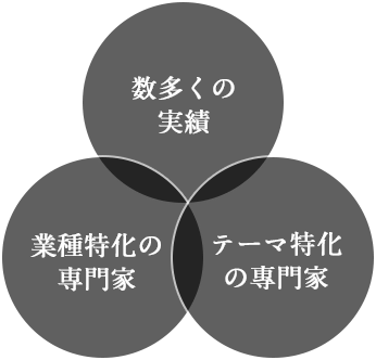 数多くの実績／業種特化の専門家／テーマ特化の專門家 