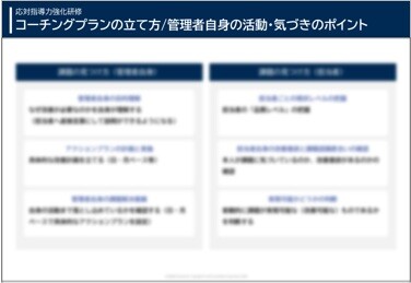 応対指導力強化研修 | コーチングプランの立て方/管理者自身の活動・気づきのポイント